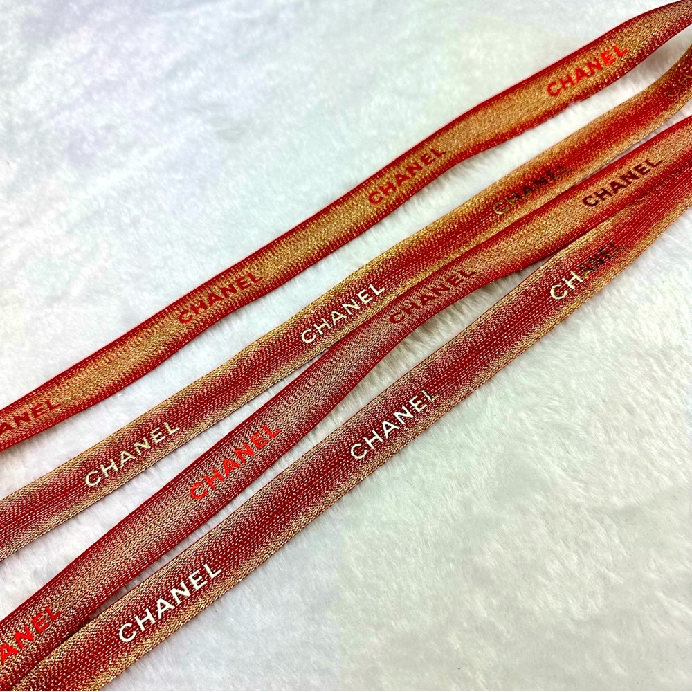 CHANEL Red and Gold Ribbon 2 Yards